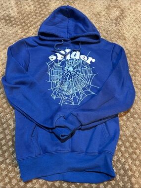 Blue Spider Graphic Pullover Hoodie